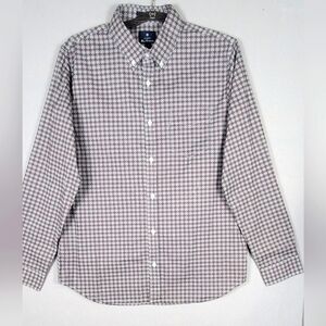 Ben Sherman Mens Red Gray Stretch Geometric Pattern Size Large Long Sleeve Shirt